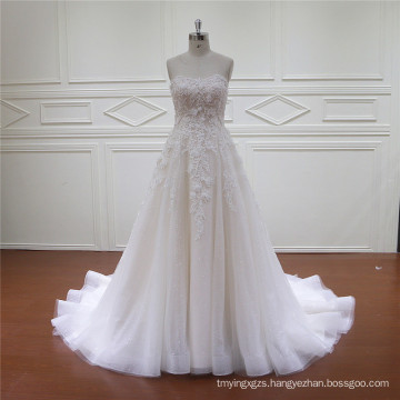 Beaded 3D Flowers Lace Newest Bridal Dress